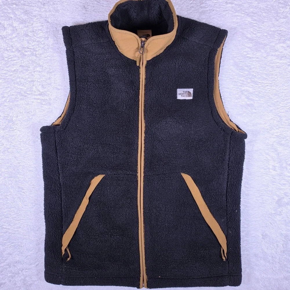 The North Face Campshire Sherpa Fleece Vest Mens M Black Full Zip Sleeveless